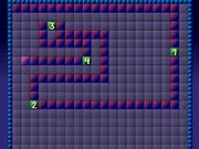 Gameplay screen of Maze in Me showing a player navigating a block-based path to collect idea blocks without crossing their path