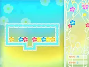 Garden Collapse puzzle game screenshot showing colorful flowers on a grid, match-3 game, flowers exploding on a game board, using a laser beam power-up