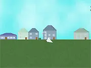 10 Second Paper Flight free online game screenshot, paper plane flying in a windy park