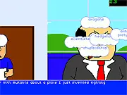 Pitch Your Game free online challenge screenshot showing a person presenting a game idea on a large screen with a ten-second timer