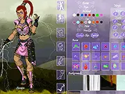 Elementalist Dress Up game screen showing character creation options for fire, water, earth, and air outfits and accessories