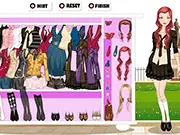 Kate at the School free online game screenshot showing a student girl wearing a stylish outfit with a backpack for her first day of school