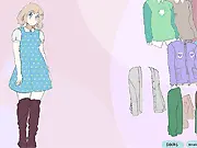 Dress Up Acorn 2 free online fashion game screenshot showing the character Acorn wearing a stylish outfit with numerous clothing items available