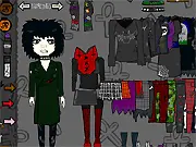 Goth Girl Dress Up free online game, character with black lace dress and dark makeup, alternative fashion styling on PlayArcadeHub