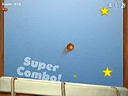 A red bouncing ball and yellow stars on a large bongo drum being tilted in the free skill game Rum Tum Online
