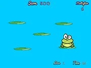 Frog Splat! game screenshot, a frog being splatted for points, free online high-score arcade game