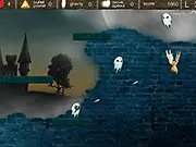 Spooky Maze Hunt game, free online platformer, rebel ghost jumping in a dark maze, arcade adventure