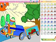 Kids Coloring Happy Train online free game sunny day picture book creativity