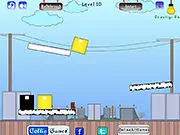 Gameplay screenshot of Friction Physics showing blocks and planks with controls for gravity and friction