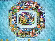 The game screen of Bullseye Mahjong Solitaire showing the mahjong tiles arranged in a series of concentric circles or rings, resembling a target.