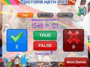 Nick Wilde and Judy Hopps from Zootopia in the math quiz game, testing arithmetic skills
