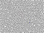 Playing Pathfinder free online maze game, showing a player navigating a complex blue maze with a cursor
