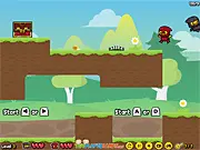 Clingy Ninja free online skill game, little ninja collecting stars, mouse controlled puzzle game, play ninja game