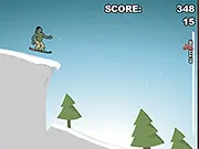 A snowboarder carving down a snowy mountain slope at high speed in the Downhill Snowboard online game. Play free racing game.