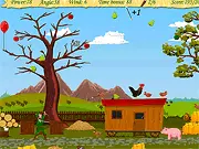 Green Archer game character shooting a bow and arrow at a target with a chicken flying in the background, play free online