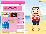 Weekend Daddy online game screenshot, stylish dad grilling fish at a picnic while caring for a baby, family fun time management game