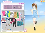 Warm Summer Dress Up game screenshot showing a girl in a stylish summer outfit with a sunny background