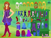 Screenshot from the Mignonette Wardrobe dress up game showing the character Mignonette wearing a new cute outfit and accessories