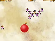 Sky Romance free online game screenshot, showing character arrangement puzzle with incoming balls to dodge