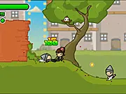 Kit and the Octopod game screen showing the blue Octopod character jumping over a gap in a bright, cartoon-style platform level