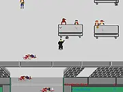 Action screenshot from College Defender Squad, showing a character aiming a weapon in an urban environment on PlayArcadeHub