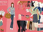 Screenshot from the Desiree Dressup game showing the character Desiree wearing a stylish outfit chosen by the player