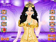 Screenshot of Cool Lady Dressup game showing a beautiful, elegant princess model wearing a luxurious evening gown and sparkling crown