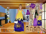 Unique Design with Silk game screen showing a glamorous woman modeling a long, flowing, silk dress in a high-fashion, elegant style