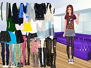 Free online fashion and dress up game Legwear Playing Style, featuring a model in a cute tank top and stylish legwear on PlayArcadeHub