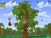 Bear & Bees free physics puzzle game, play online shooting game, help bear collect honey and protect balloons on PlayArcadeHub