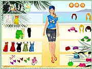 Woman standing in a stylish, light outfit, enjoying the sun in the dress-up game Sunshine Glow