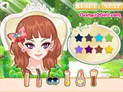 Screenshot from Mori Girl dress-up game showing two best friends styled in layered, earthy-toned Mori Girl fashion for a forest trip.