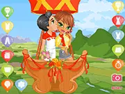 A Kiss Up in the Sky free online game screenshot, couple kissing on a cloud or hot air balloon, romantic timing game on PlayArcadeHub