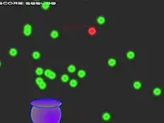 Glow Scramble high-score game screenshot showing a player collecting a green glow near dangerous red glowing objects.