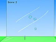 Square Bounce online survival game screen showing a small player icon skillfully dodging multiple large, colorful bouncing square enemies.