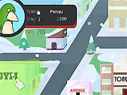 Screenshot of the Snowstar Christmas Music RPG free online game, showing a character with a guitar and music stats