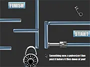 Screenshot of Mouse Avoider Hype game showing the cursor navigating a maze with electric fences and a locked door