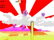 Elephants in Lemonade free online game screenshot showing a small elephant character collecting yellow stars while dodging large, scrolling walls.