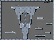 GravX game screenshot, gravity puzzle, character evading a monster to reach the blue portal, play free online