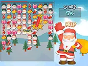 Christmas Draw online game screen showing colorful holiday icons falling, with a line drawn to match three identical objects.
