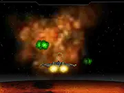Screenshot of Star Force Episode 1 online space shooter game showing a ship firing lasers at alien attackers and asteroids
