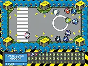 Car being hit by another car like a snooker ball on a road in the Traffic Snooker puzzle game