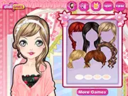 Play I Heart Pink Make Up free online game, girl putting on pink lipstick, fashion game for free