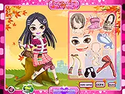 Fall Season Dress Up free online fashion game featuring a girl in autumn clothes and accessories on PlayArcadeHub
