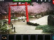 Sakura Festival Escape free online game showing a cherry blossom garden setting with clickable objects and a mysterious puzzle lock.