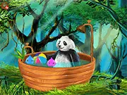 Gameplay screenshot of Family Day With Animals online game showing the Hadley family caring for a pregnant lioness and bathing a panda at the zoo