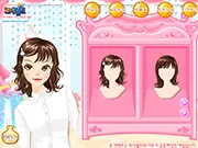 Julie shopping and modeling an elegant outfit in the game Beauty Glossy Shop, playing a free online dress up and fashion game