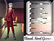 Play Host Holic Dressup free online fashion game on PlayArcadeHub | Screenshot of a male host character in a stylish, fancy suit and dramatic hairstyle.