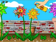 Screenshot of The Pollinator game showing a cartoon bee flying near colorful flowers while avoiding an obstacle, a free online kids' game.