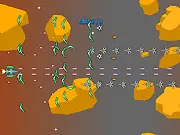 Quick Shooter intense arcade game screenshot showing a small player spaceship surrounded by a dense screen full of enemy missiles and laser projectiles.